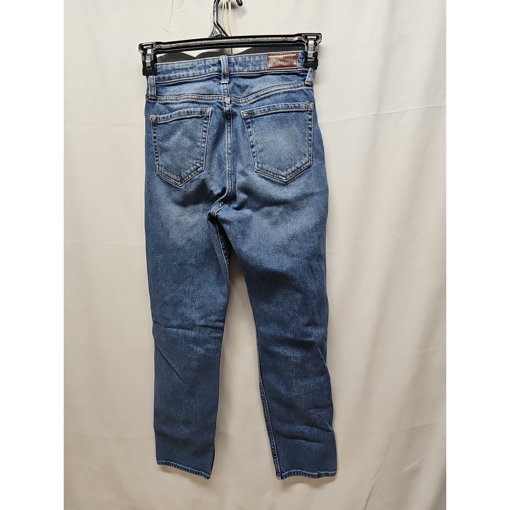 Hollister Ultra High-Rise Blue Distressed Denim Mom Jeans Juniors Sz 1r W25 L27 - Picture 11 of 15